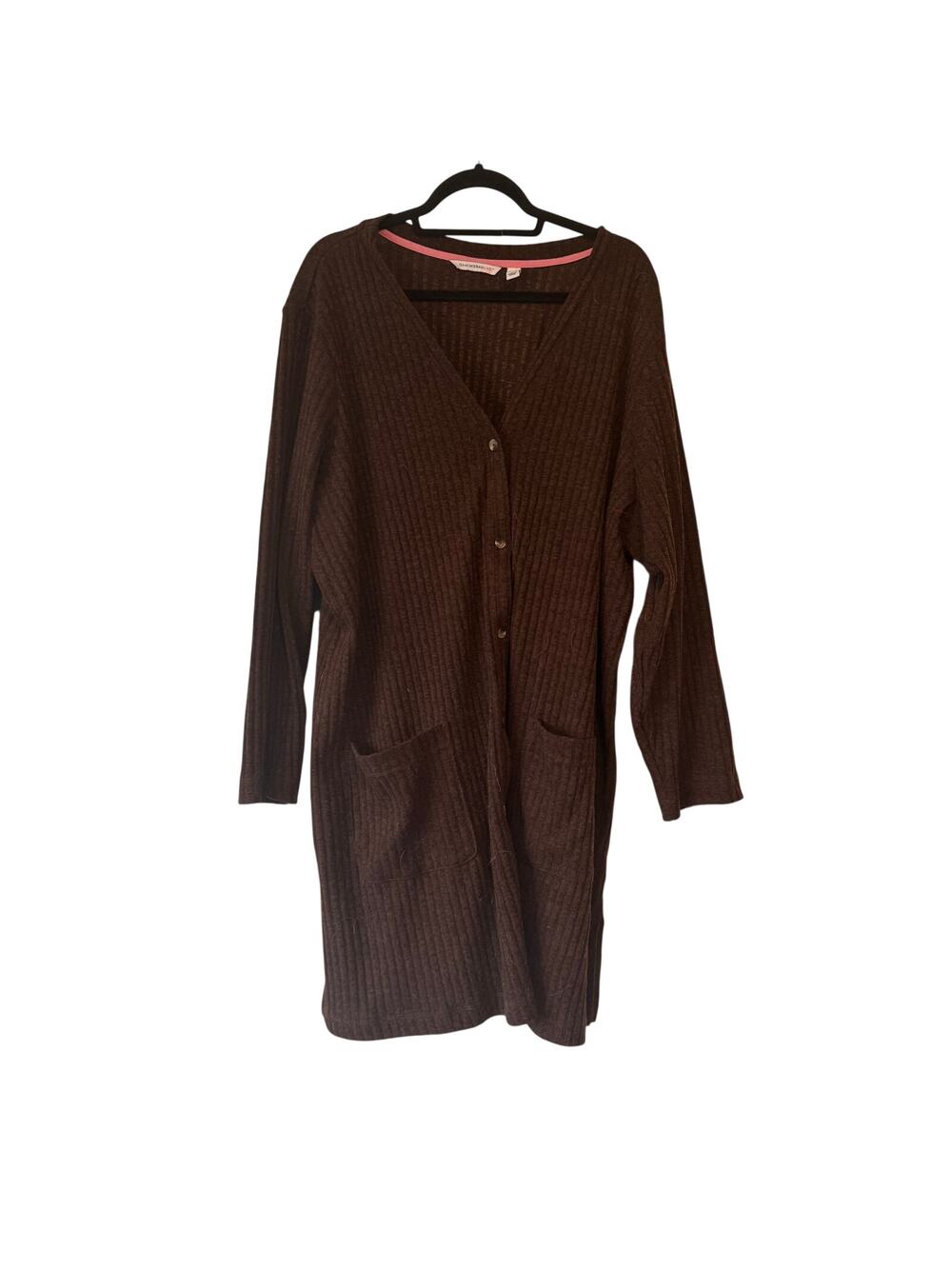 Issac mizrahi live brown knit long cardigan
